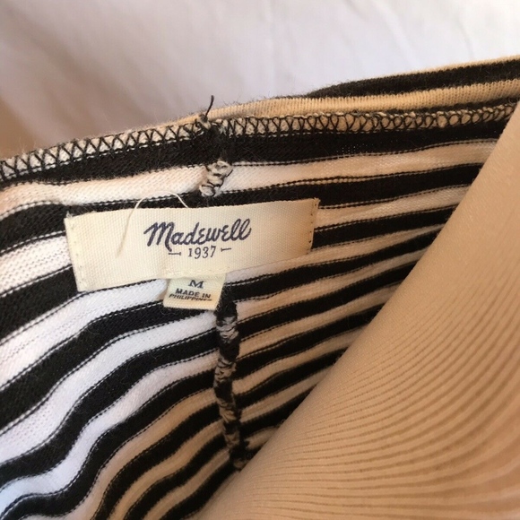 Madewell Striped Side Button Top Womens SZ M 3/4 - Picture 6 of 6